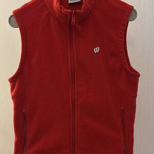 Columbia Fleece Vest Women's Size Small Wisconsin Red Full Zip Pockets